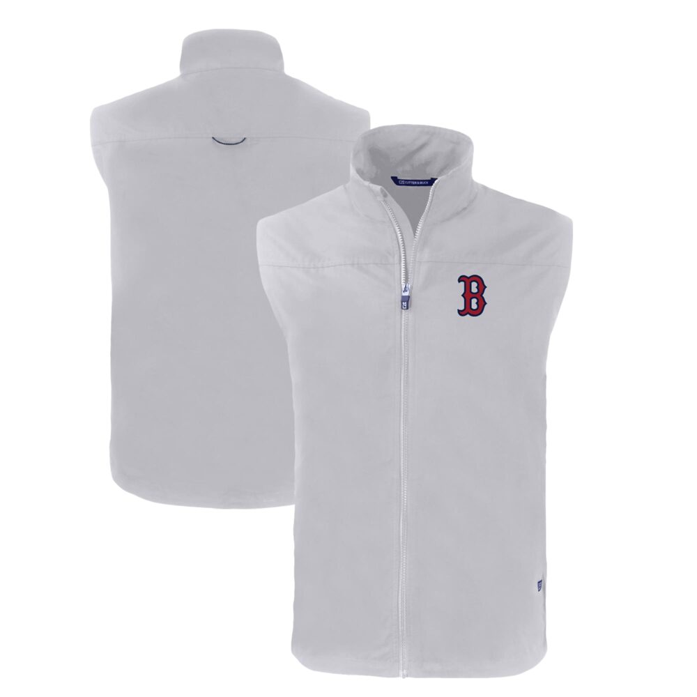 Men's Boston Red Sox  Cutter & Buck Gray Big & Tall Charter Eco Full-Zip Vest