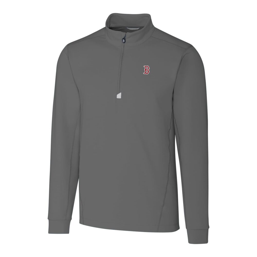 Men's Boston Red Sox Cutter & Buck Gray Big & Tall Traverse Half-Zip Pullover Jacket