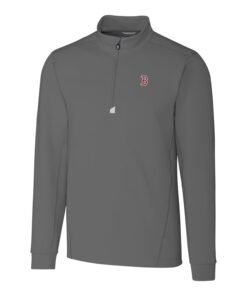 Men's Boston Red Sox Cutter & Buck Gray Big & Tall Traverse Half-Zip Pullover Jacket