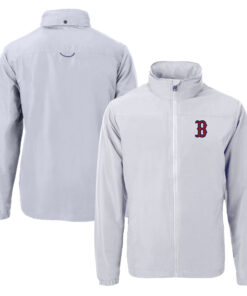 Men's Boston Red Sox Cutter & Buck Gray Charter Eco Recycled Full-Zip Jacket