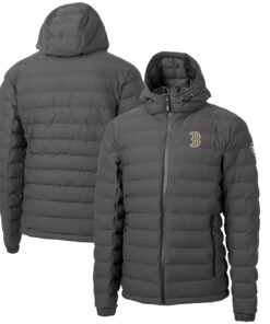 Men's Boston Red Sox  Cutter & Buck Gray City Connect Mission Ridge Repreve Eco Insulated Puffer Full-Zip Jacket