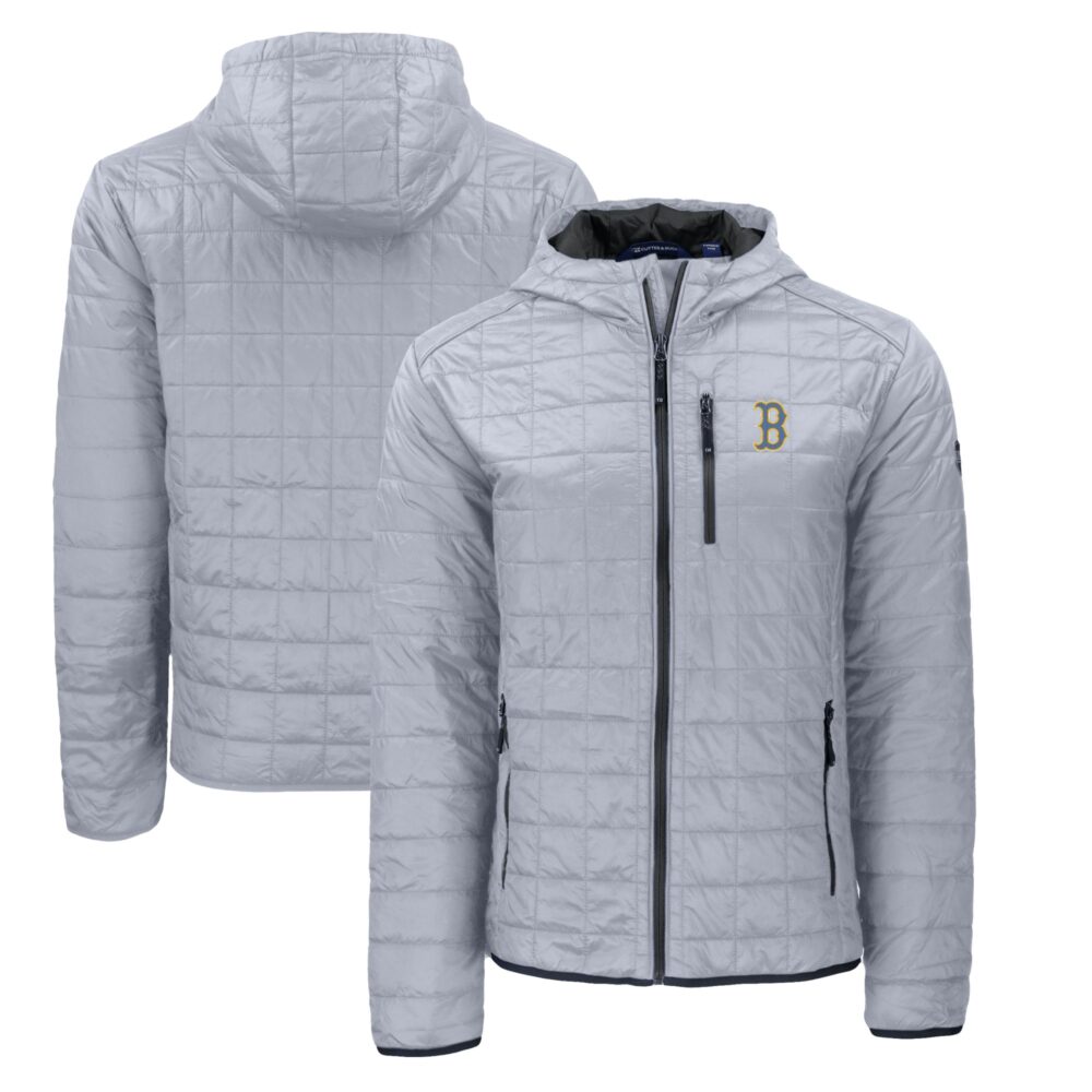 Men's Boston Red Sox  Cutter & Buck Gray City Connect Rainier Primaloft Eco Full-Zip Hooded Jacket