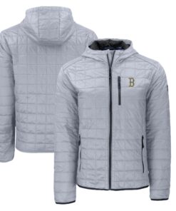 Men's Boston Red Sox  Cutter & Buck Gray City Connect Rainier Primaloft Eco Full-Zip Hooded Jacket