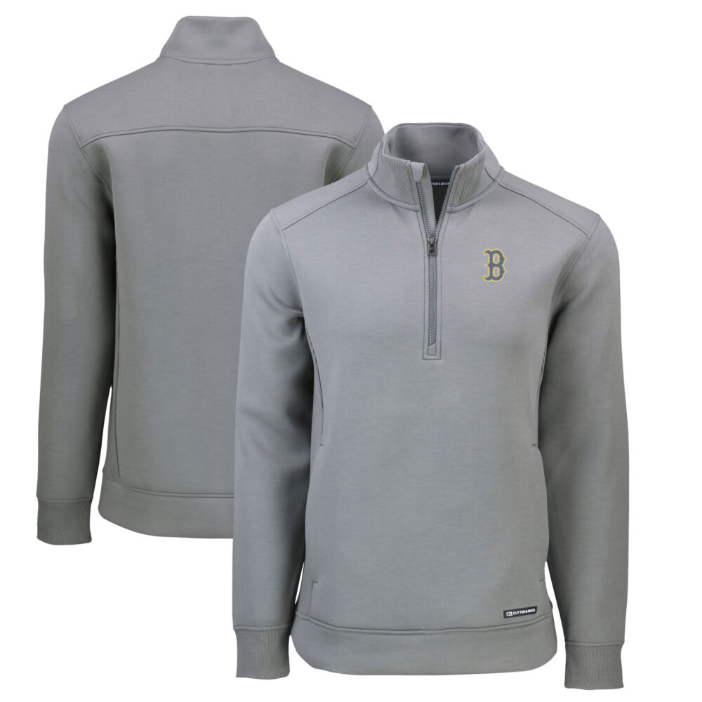 Men's Boston Red Sox  Cutter & Buck Gray City Connect Roam Eco Recycled Quarter-Zip Pullover