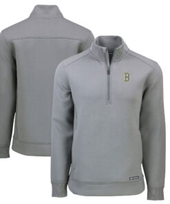 Men's Boston Red Sox  Cutter & Buck Gray City Connect Roam Eco Recycled Quarter-Zip Pullover