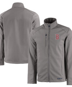 Men's Boston Red Sox Cutter & Buck Gray Evoke Eco Softshell Recycled Full-Zip Jacket