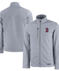 Men's Boston Red Sox Cutter & Buck Gray Evoke Eco Softshell Recycled Full-Zip Jacket