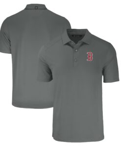Men's Boston Red Sox  Cutter & Buck Gray Forge Eco Stretch Recycled Polo