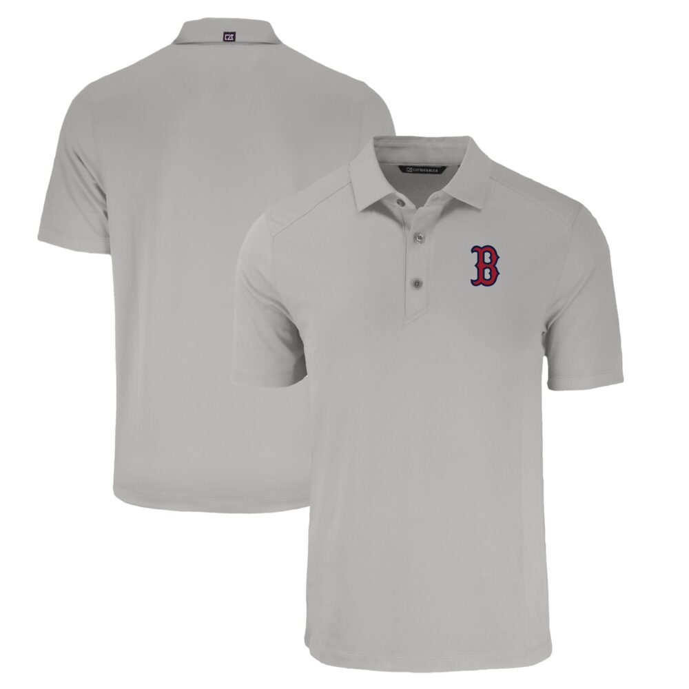 Men's Boston Red Sox  Cutter & Buck Gray Forge Eco Stretch Recycled Polo