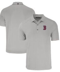 Men's Boston Red Sox  Cutter & Buck Gray Forge Eco Stretch Recycled Polo