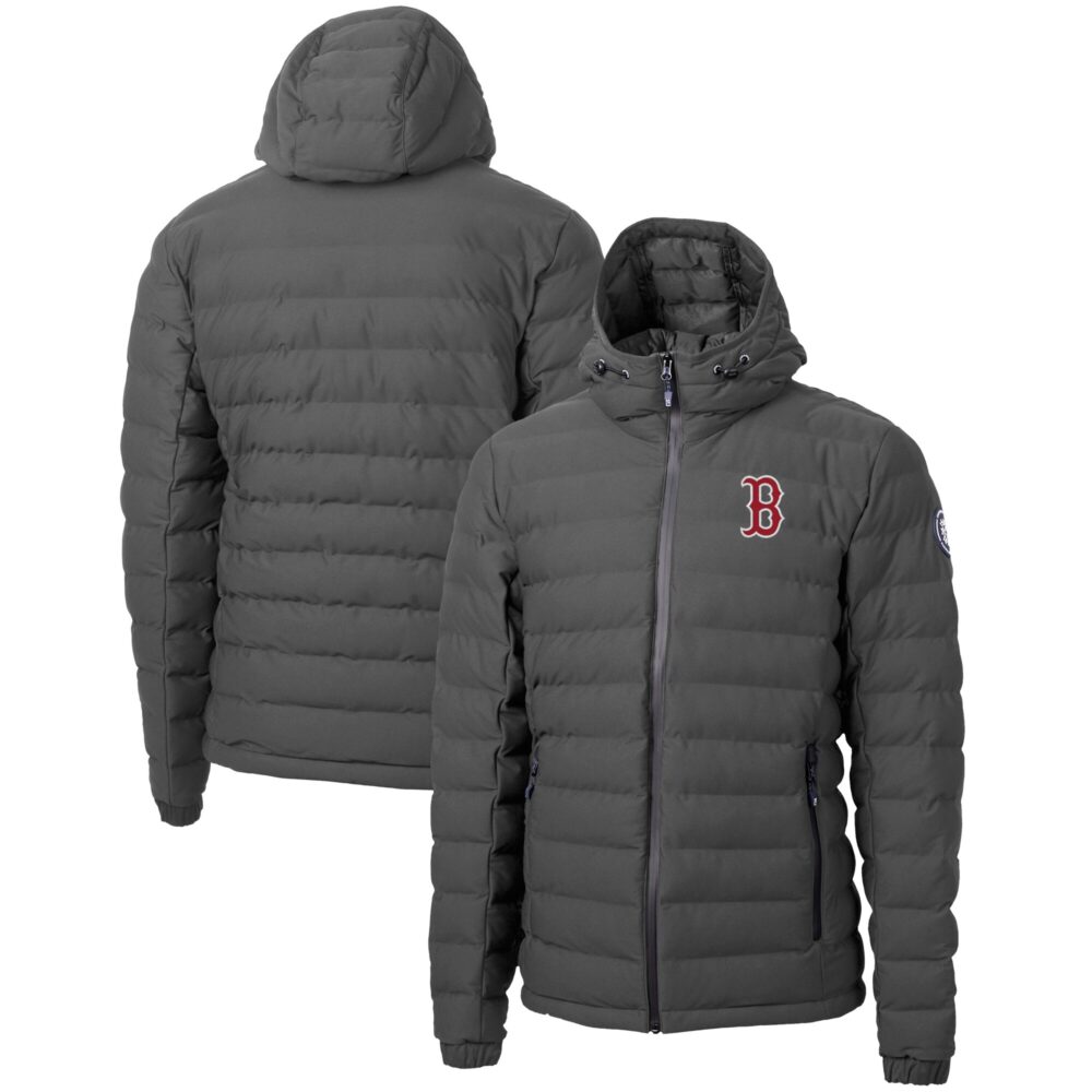 Men's Boston Red Sox  Cutter & Buck Gray Mission Ridge Repreve Eco Insulated Puffer Full-Zip Jacket