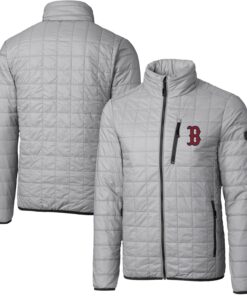 Men's Boston Red Sox Cutter & Buck Gray Rainier Eco Insulated Full-Zip Puffer Jacket