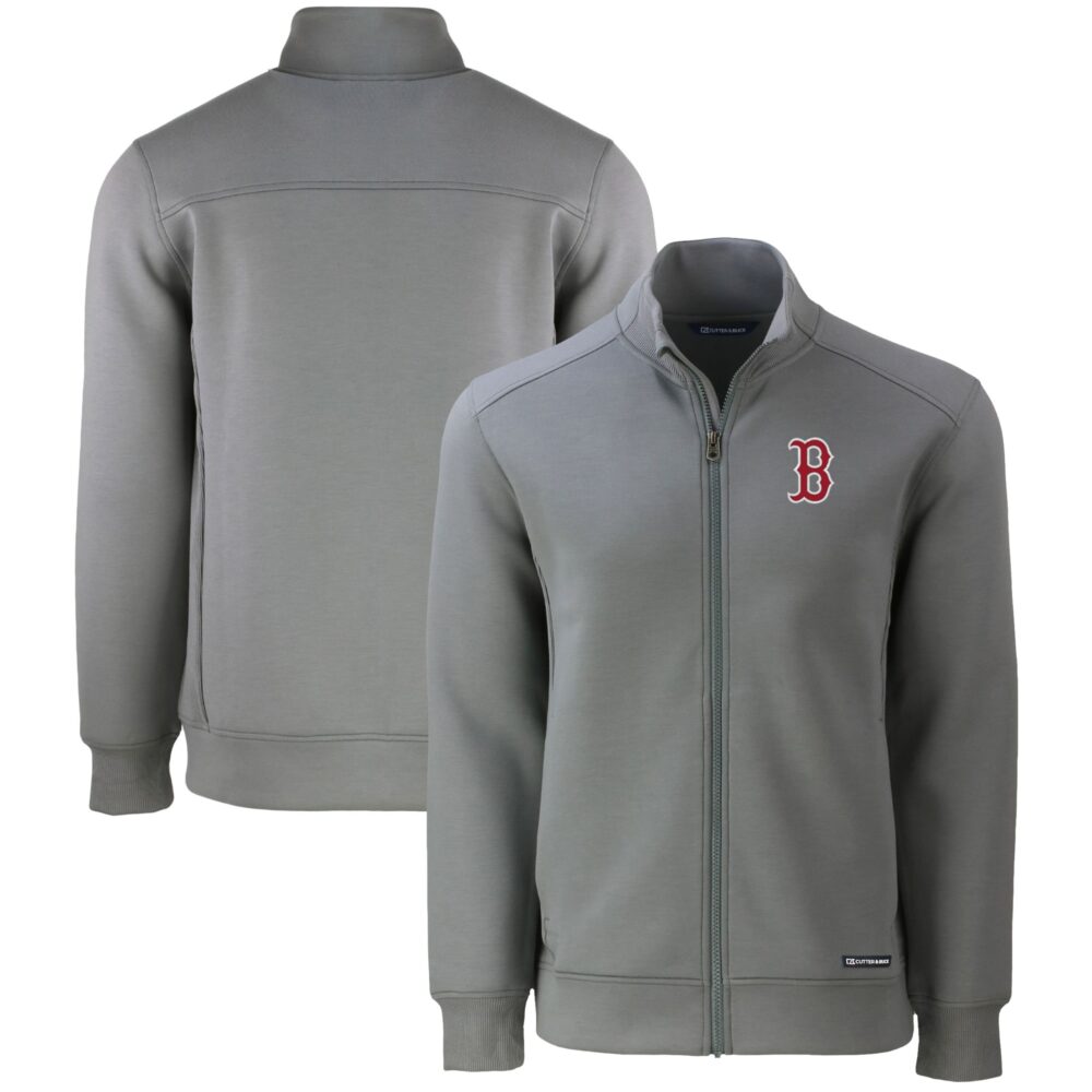 Men's Boston Red Sox  Cutter & Buck Gray Roam Eco Recycled Full-Zip Jacket