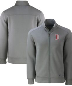 Men's Boston Red Sox  Cutter & Buck Gray Roam Eco Recycled Full-Zip Jacket
