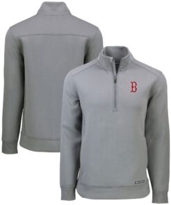 Men's Boston Red Sox  Cutter & Buck Gray Roam Eco Recycled Quarter-Zip Pullover
