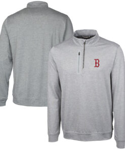 Men's Boston Red Sox  Cutter & Buck Gray Stealth Heathered Quarter-Zip Pullover Top