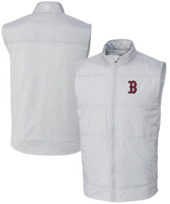 Men's Boston Red Sox  Cutter & Buck Gray Stealth Hybrid Quilted Windbreaker Full-Zip Vest