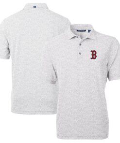 Men's Boston Red Sox Cutter & Buck Gray Virtue Eco Pique Botanical Print Recycled Polo