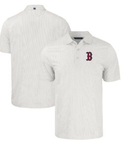 Men's Boston Red Sox  Cutter & Buck Gray/White Pike Eco Symmetry Print Stretch Recycled Polo