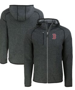 Men's Boston Red Sox  Cutter & Buck Heather Charcoal Mainsail Full-Zip Hooded Jacket