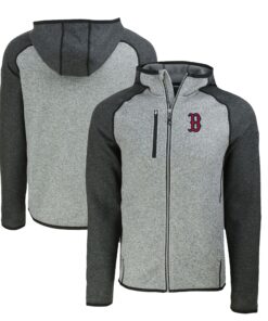 Men's Boston Red Sox  Cutter & Buck Heather Charcoal/Heather Gray Mainsail Full-Zip Hooded Jacket