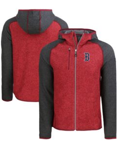 Men's Boston Red Sox  Cutter & Buck Heather Charcoal/Red Mainsail Full-Zip Hooded Jacket