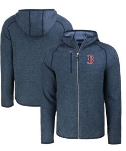 Men's Boston Red Sox  Cutter & Buck Heather Navy Mainsail Full-Zip Hooded Jacket