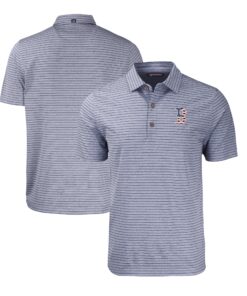 Men's Boston Red Sox  Cutter & Buck Heather Navy Stars & Stripes Big & Tall Forge Eco Heather Stripe Stretch Recycled Polo