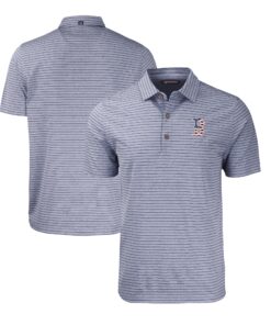 Men's Boston Red Sox  Cutter & Buck Heather Navy Stars & Stripes Forge Eco Heather Stripe Stretch Recycled Polo