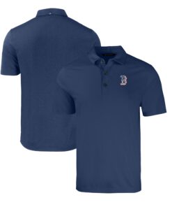 Men's Boston Red Sox  Cutter & Buck Heather Navy Stars & Stripes Forge Eco Stretch Recycled Polo