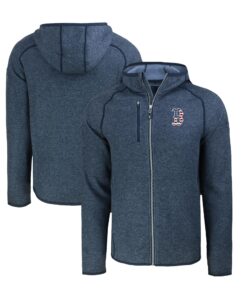 Men's Boston Red Sox  Cutter & Buck Heather Navy Stars & Stripes Mainsail Sweater-Knit Full-Zip Hoodie