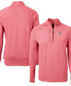 Men's Boston Red Sox  Cutter & Buck Heather Red Americana Logo Big & Tall Adapt Eco Knit Stretch Recycled Quarter-Zip Pullover Top