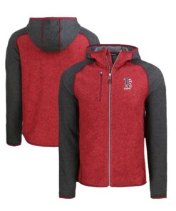 Men's Boston Red Sox  Cutter & Buck Heather Red/Heather Charcoal Stars & Stripes Mainsail Sweater-Knit Full-Zip Hoodie