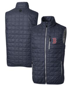 Men's Boston Red Sox Cutter & Buck Heathered Navy Rainier Full-Zip Puffer Vest