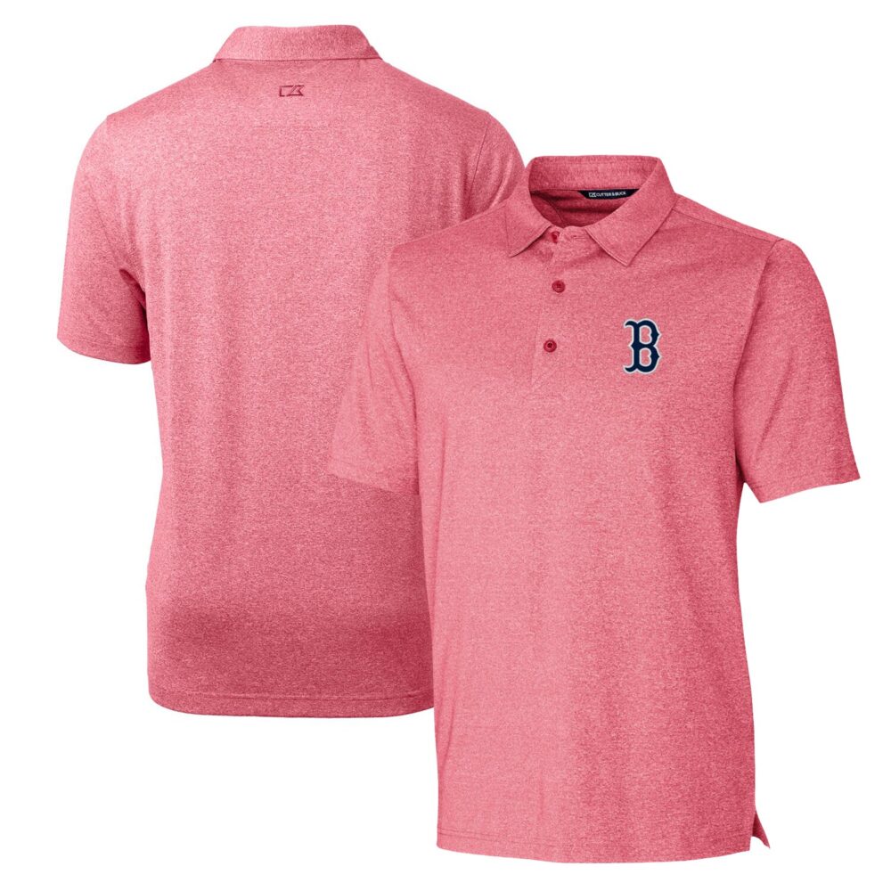 Men's Boston Red Sox Cutter & Buck Heathered Red Forge Stretch Polo