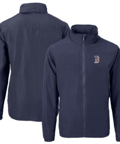 Men's Boston Red Sox  Cutter & Buck Navy Americana Logo Charter Eco Knit Recycled Full-Zip Jacket