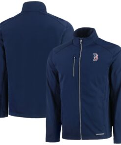 Men's Boston Red Sox  Cutter & Buck Navy Americana Logo Evoke Eco Softshell Recycled Full-Zip Jacket