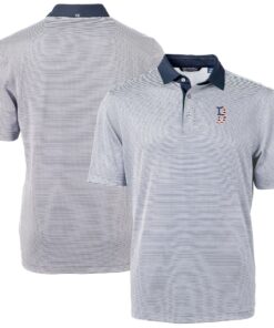 Men's Boston Red Sox  Cutter & Buck Navy Americana Logo Virtue Eco Pique Stripe Recycled Polo