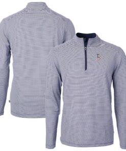 Men's Boston Red Sox  Cutter & Buck Navy Americana Logo Virtue Eco Pique Stripe Recycled Quarter-Zip Pullover Top