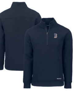 Men's Boston Red Sox  Cutter & Buck Navy Americana Roam Eco Recycled Quarter-Zip Sweatshirt