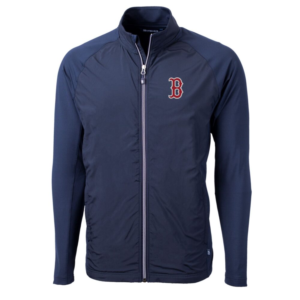 Men's Boston Red Sox Cutter & Buck Navy Big & Tall Adapt Eco Knit Full-Zip Jacket