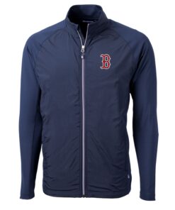Men's Boston Red Sox Cutter & Buck Navy Big & Tall Adapt Eco Knit Full-Zip Jacket
