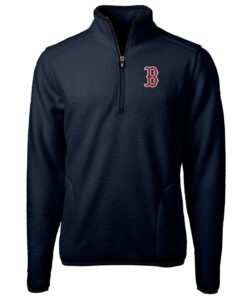 Men's Boston Red Sox Cutter & Buck Navy Big & Tall Cascade Eco Sherpa Fleece Quarter-Zip Pullover Jacket