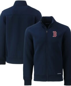 Men's Boston Red Sox  Cutter & Buck Navy Big & Tall Roam Eco Recycled Full-Zip Jacket