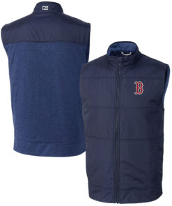 Men's Boston Red Sox  Cutter & Buck Navy Big & Tall Stealth Hybrid Quilted Windbreaker Full-Zip Vest