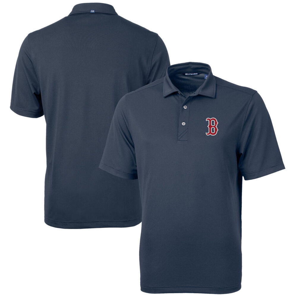 Men's Boston Red Sox  Cutter & Buck Navy Big & Tall Virtue Eco Pique Recycled Polo