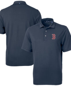 Men's Boston Red Sox  Cutter & Buck Navy Big & Tall Virtue Eco Pique Recycled Polo