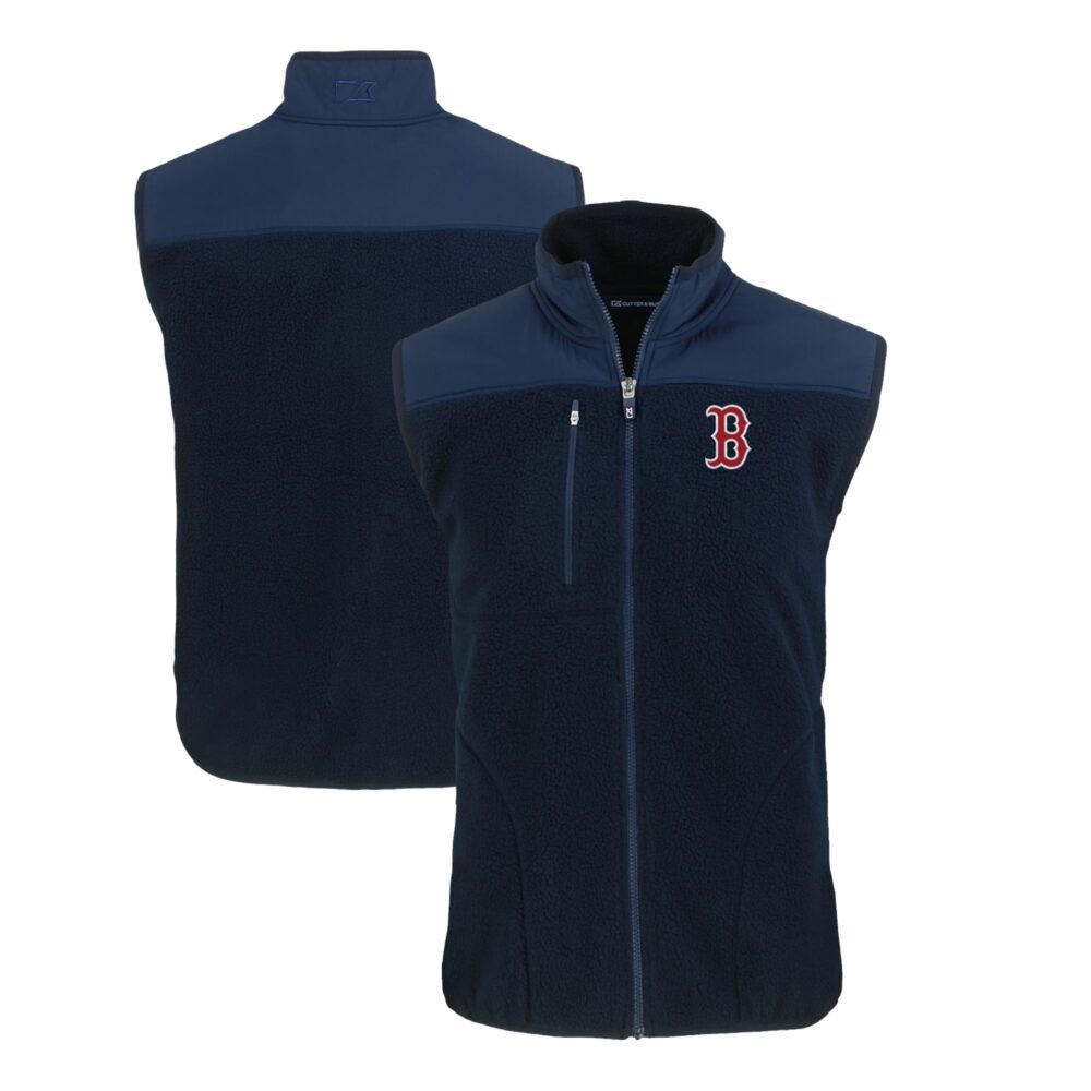 Men's Boston Red Sox  Cutter & Buck Navy Cascade Eco Sherpa Fleece Full-Zip Vest