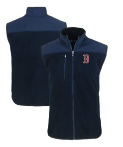 Men's Boston Red Sox  Cutter & Buck Navy Cascade Eco Sherpa Fleece Full-Zip Vest