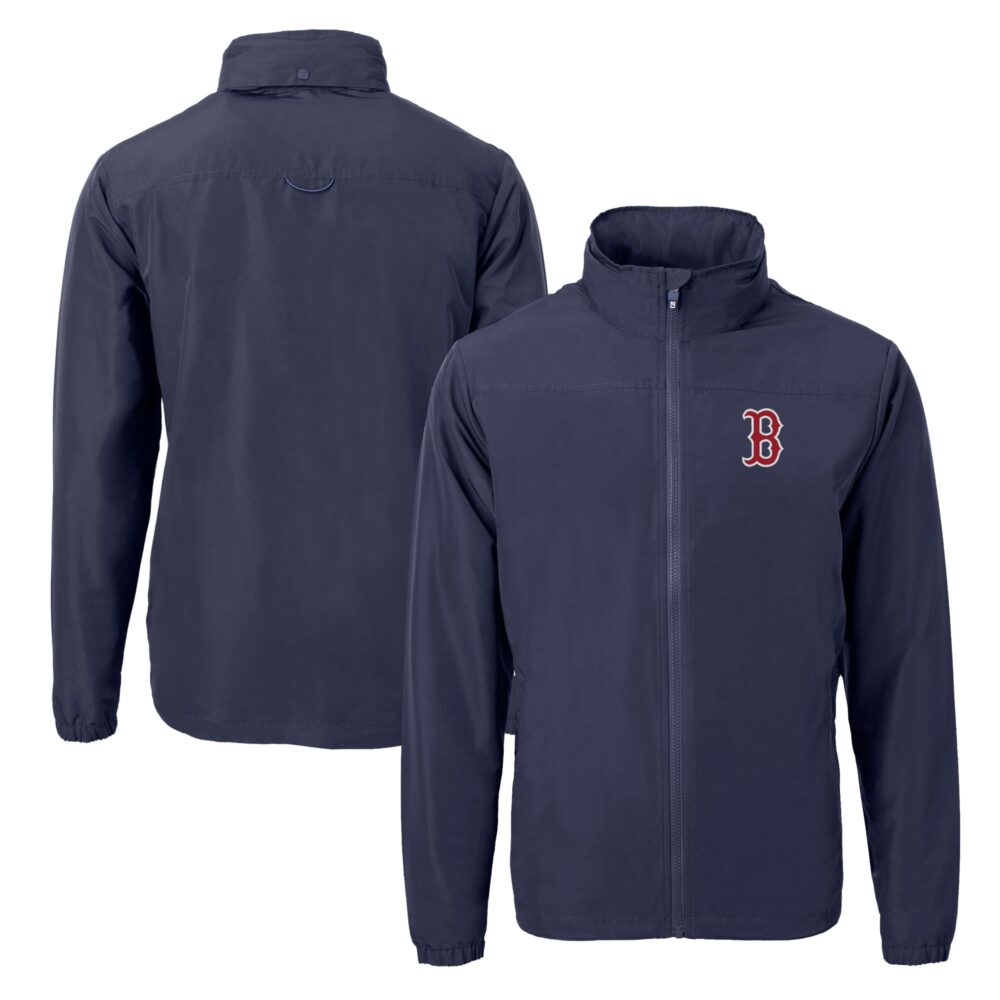 Men's Boston Red Sox Cutter & Buck Navy Charter Eco Recycled Full-Zip Jacket